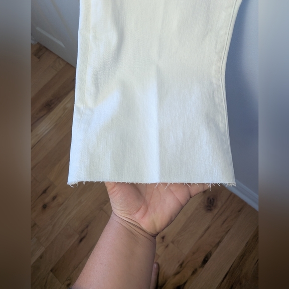 MOTHER The Weekender Fray White Stretch Flare Women Jeans Size 34 Made in USA - Picture 7 of 16